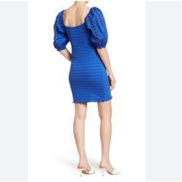 Betsy Johnson Puff Sleeve  Mini Dress Size XS NWT Blue - Picture 2 of 8
